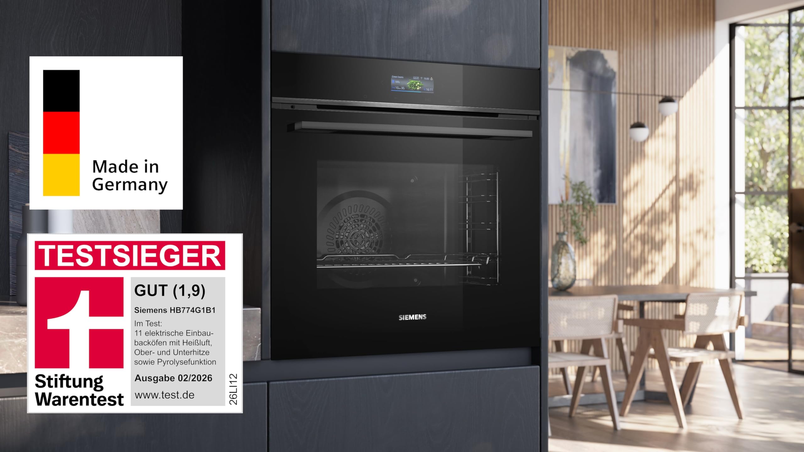 Siemens iQ700 HB774G1B1 Einbau-Backofen 60x60 cm activeClean Pyrolyse Air Fry Touchscreen