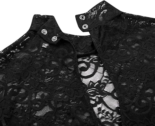 Miniatura 6 de JEATHA Leotardo de ballet de encaje floral para mujer, mangas para dedos, vestido de patinaje sobre hielo