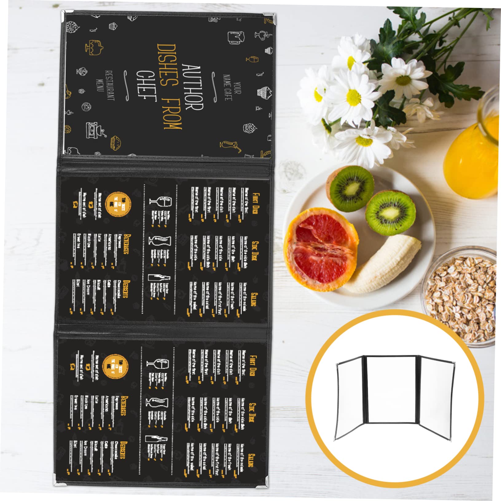 LIFKOME Restaurant Looseleaf Folder PVC Separator Menu Binder Menu Price Book Shell