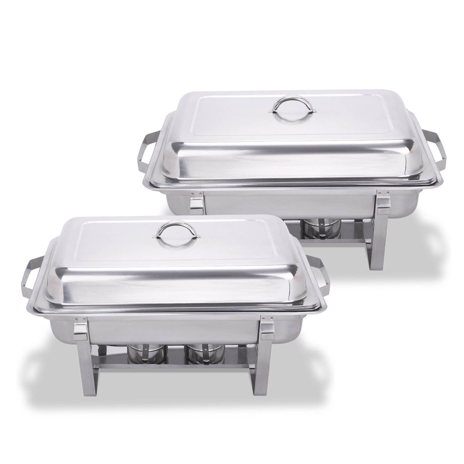 Worldhero Set of 2 Chafing Dish 8 Quart Chafing Dish Buffet Set Full Size Stainless Steel Chafing Dish with Folding Frame for Kitchen Party Dining Chafing Dish (Set of 2)