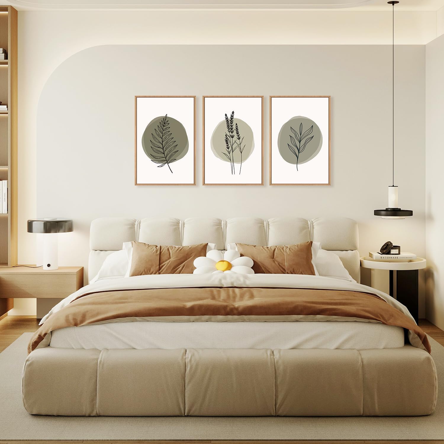 TOARTi Sage Green Leaves Framed Canvas Wall Art Set, Nature Boho Botanical Wall Decor, Modern Minimalism Leaf Wall Painting,Mid Century Plant Art Prints for Living Room Bedroom Farmhouse 12x16inchx3 — view 5