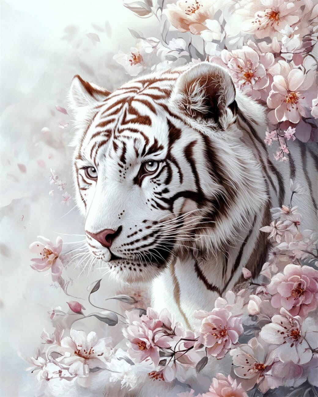 RKFLGEW DIY Embroidery Set White Tiger Portrait 30x40cm