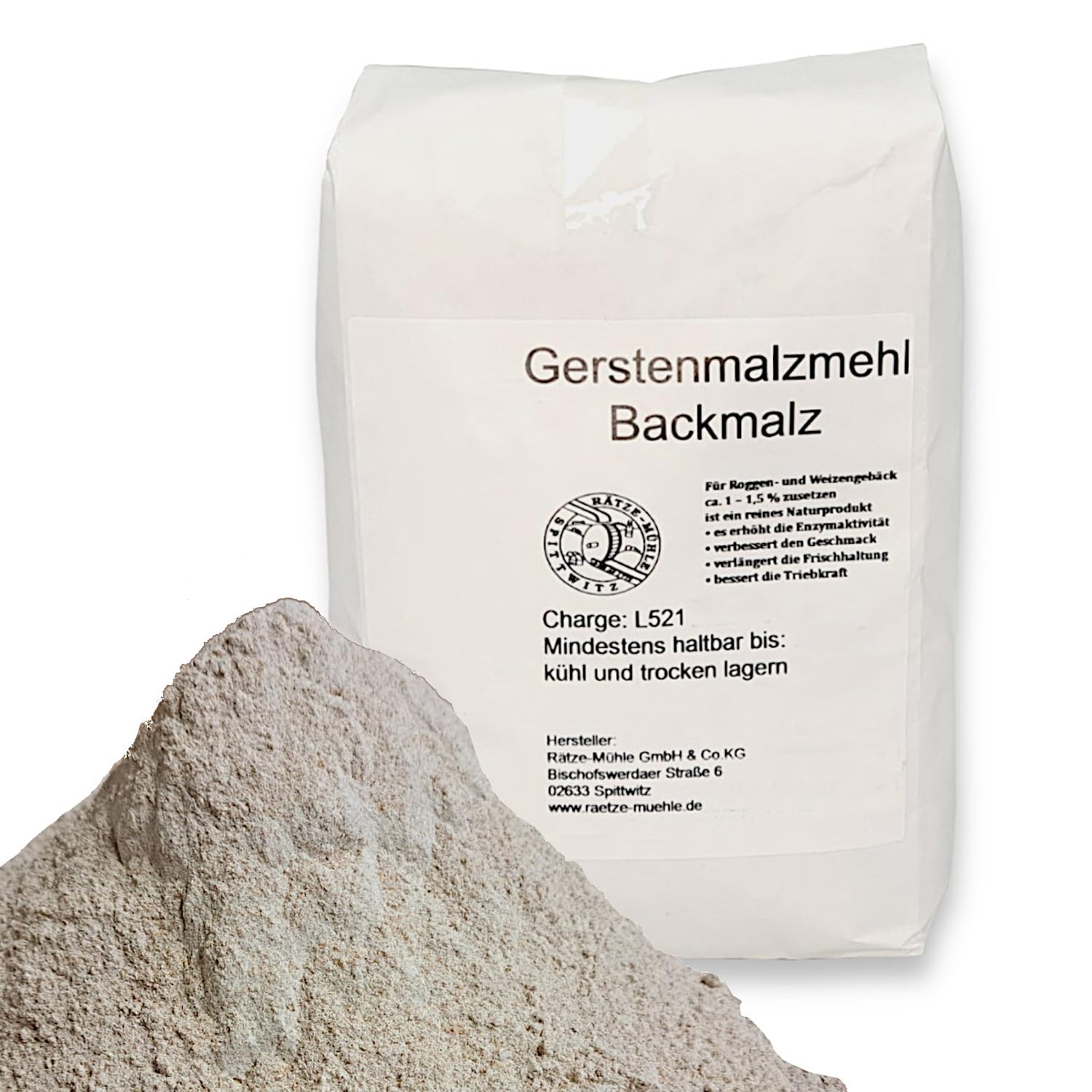 Backmalz / Gerstenmalzmehl 10kg Premium Malzmehl Hell enzymaktiv für knusprige Backergebnisse