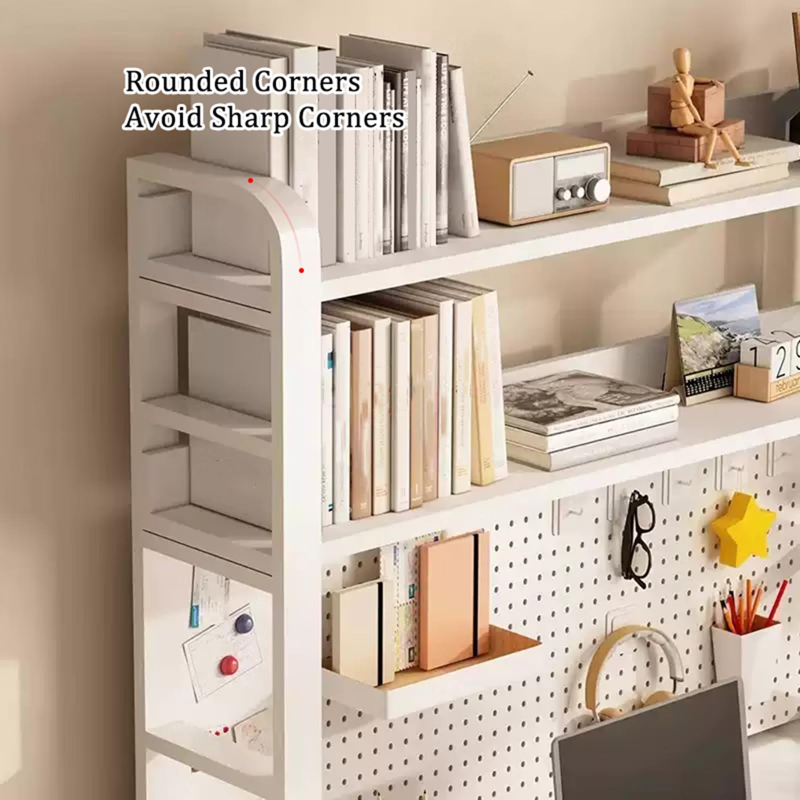 3 Niveles Estanteria Sobremesa con Placa de Agujero, Organizador de Estantería de Escritorio para Computadora, Estante de Escritorio de Almacenamiento Multiusos para El Hogar, Dormitorio