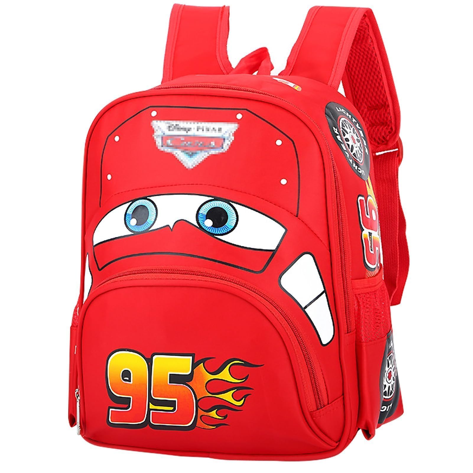 SHIVLENE Cars Lightning - Mochila para niños (3-8 años, 34 x 29 x 13 cm), rojo, 34 x 29x 13cm