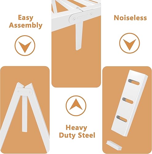 Miniatura 6 de Bastidores de cama de tamaño individual de 16 pulgadas, plataforma con juntas de metal, base de cama de metal, no necesita somier, cabecera