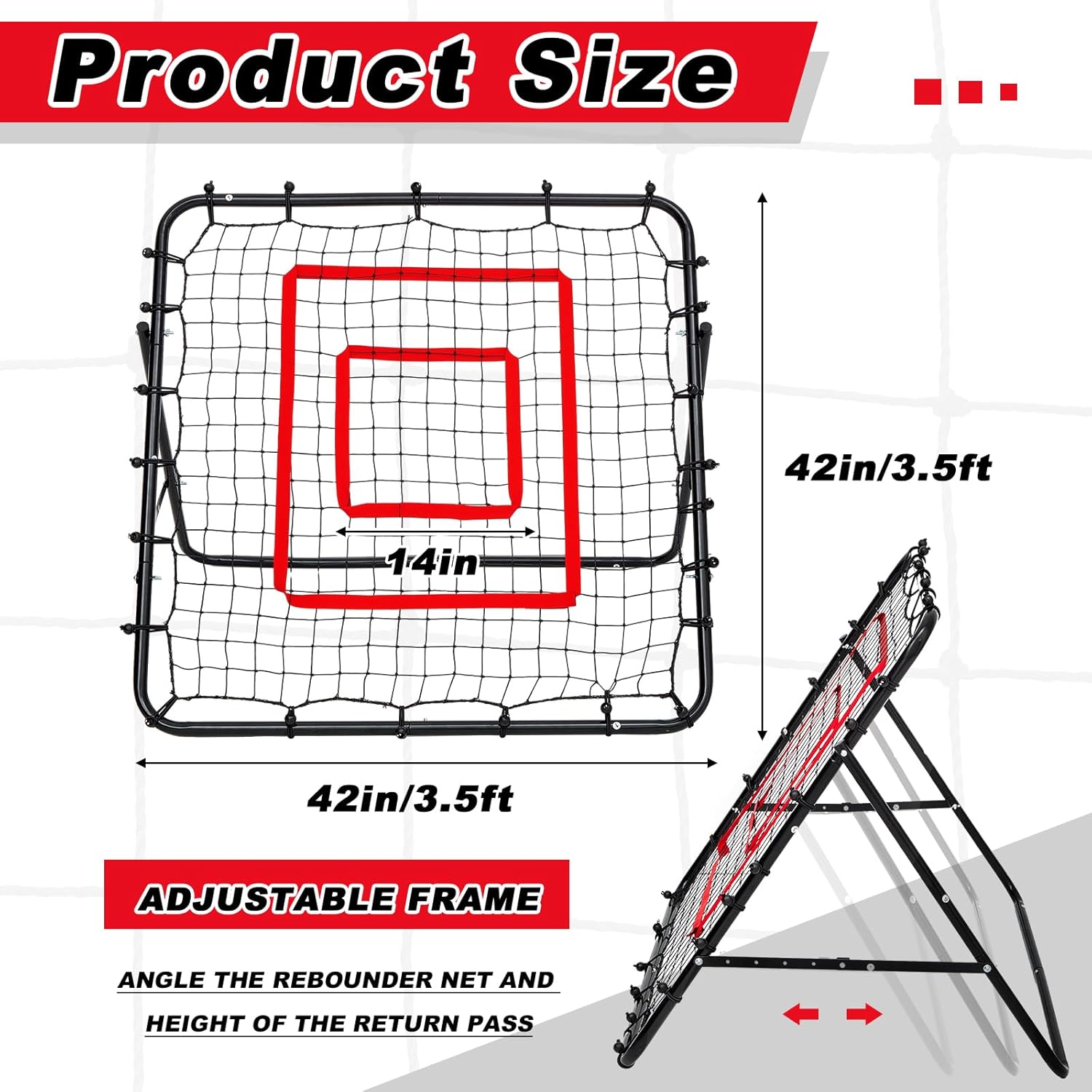 3.5 x 3.5 ft Soccer Rebounder Rebound Net, Football Training Gifts, Rebound Speed Training for Control, Passing Practice, Baseball/Volleyball Rebounder Gifts Aids & Equipment