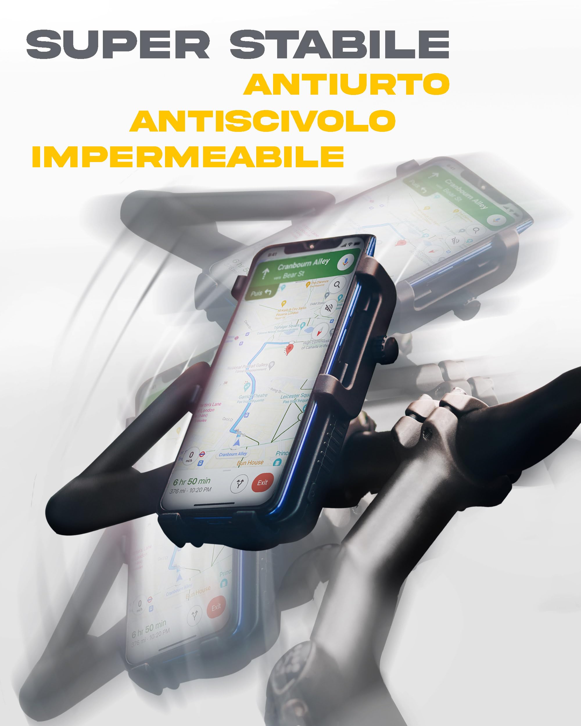 Sunslice Supporto per bicicletta con power bank integrato e luce LED.