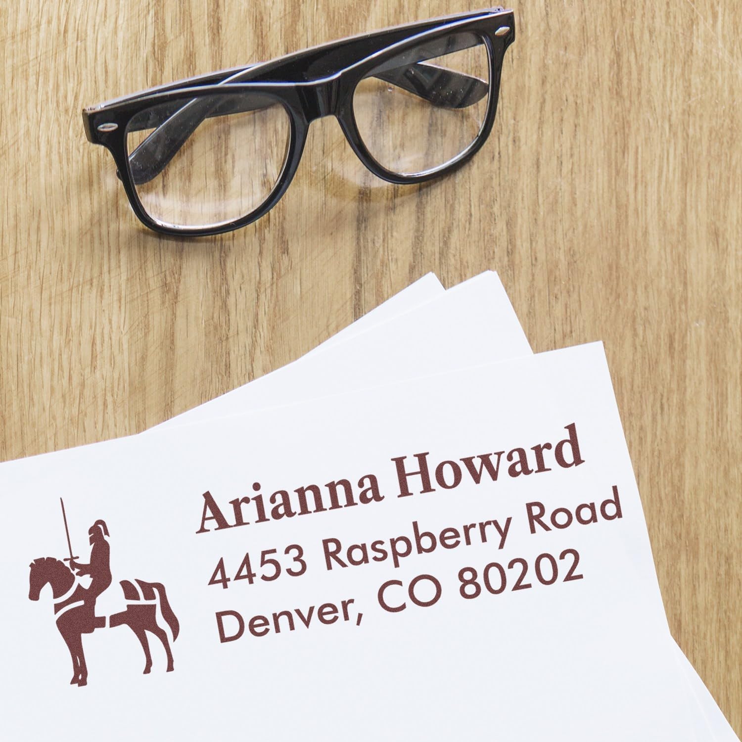 Customized Name and Address Stamp - Self-Inking Equestrian Themed Stamper with Thundering Hooves Design - Ideal for Horse Breeders, Equestrian Enthusiasts - Personalized Stamp for Address Labeling
