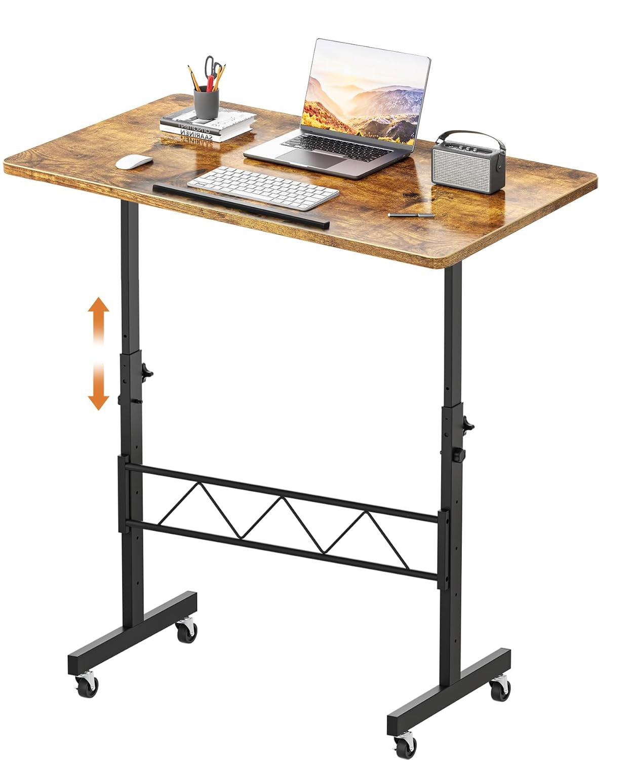 GTPLAYER Small Standing Desk Adjustable Height 30 7-46 4 Portable Computer Table Mobile Desk Workstation Stand Up Desk