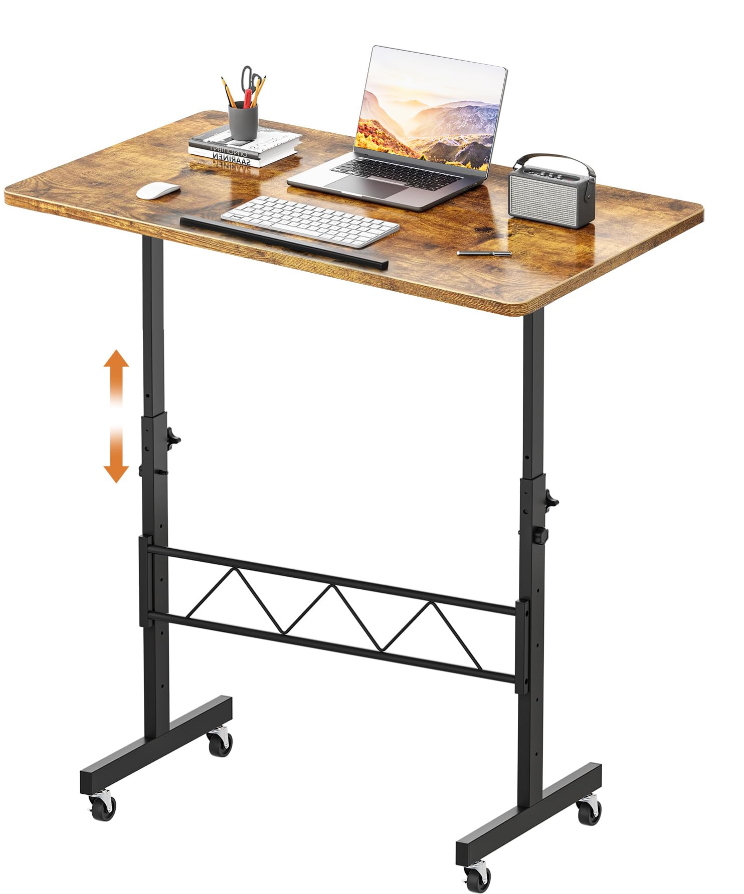 GTPLAYER Small Standing Desk Adjustable Height 30 7-46 4 Portable Computer Table Mobile Desk Workstation Stand Up Desk