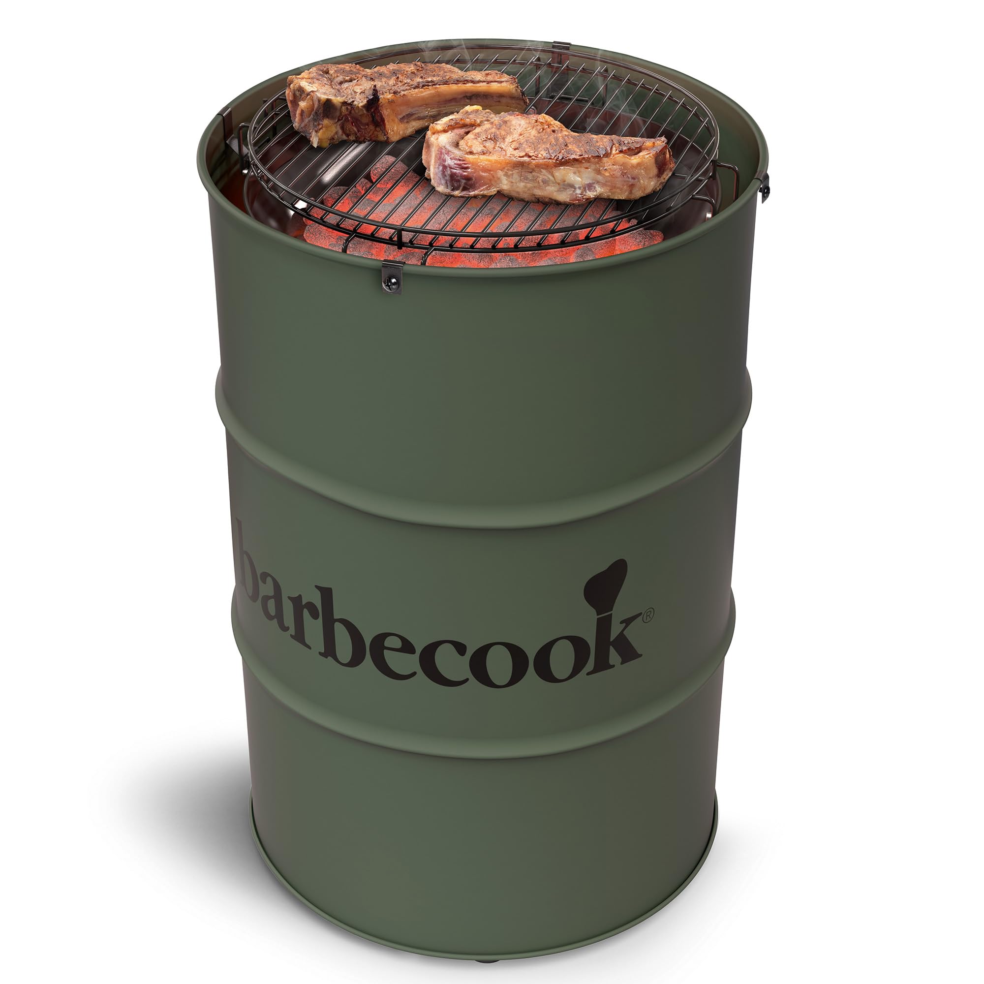 Barbecook Barbacoa de carbón Edson, Barbacoa de Barril, Army Green, 60x60x90cm