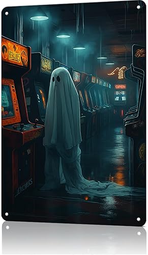 Ghost In An Abandoned Arcade Vintage Metal Signs America Home Decor For Yard Sign Outdoor Lawn Garden Decor 8x12inch