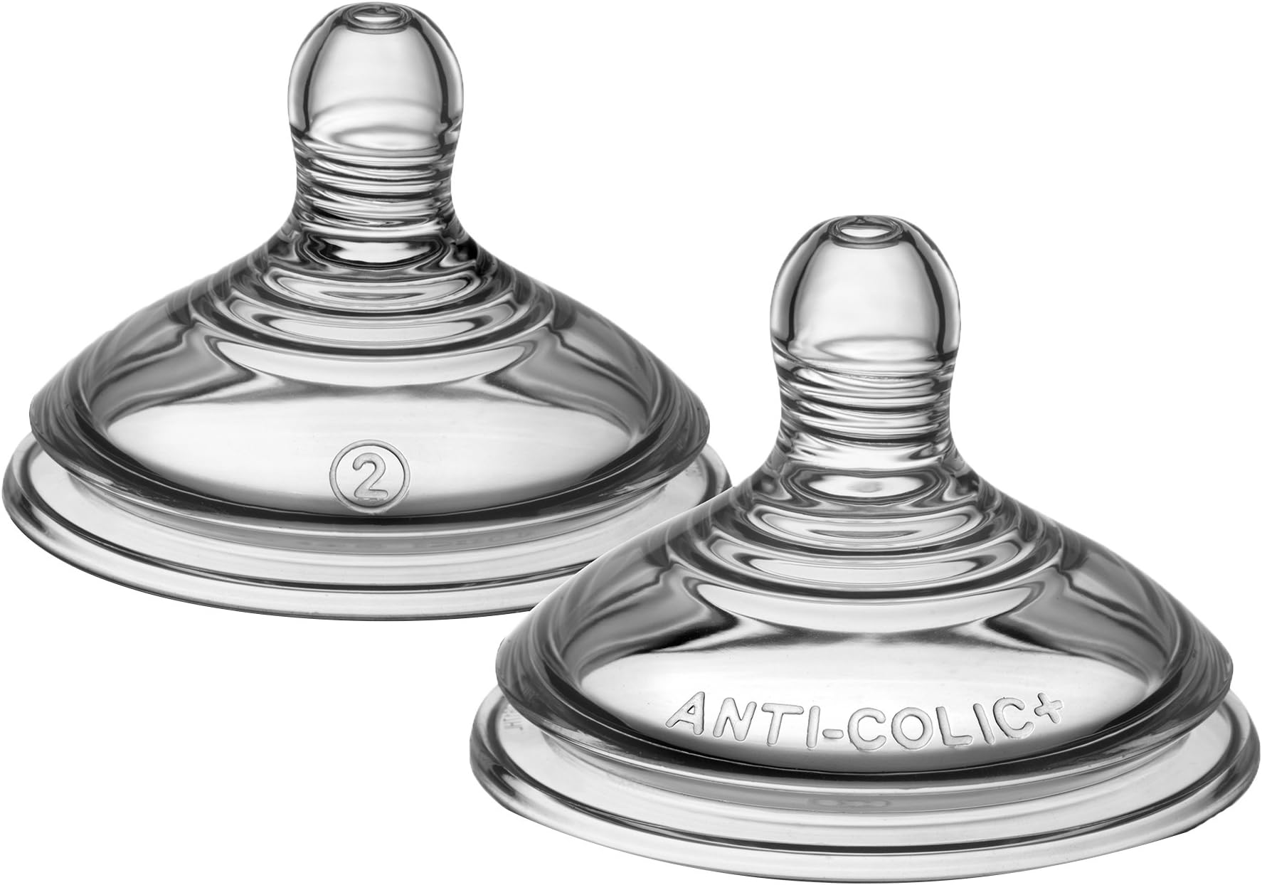 Advanced Anti-Colic Baby Bottle Teats, Medium Flow for 3m+, Pack of 2 Breast-Like Teats for a Natural Latch, BPA Free Soft Silicone