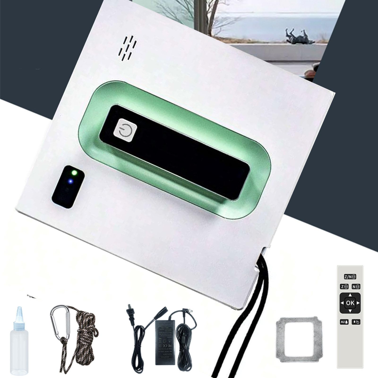 Robot lavavetri Smart Square Cleaner, 2500pa con Doppio Getto d'Acqua Automatico/Telecomando, Lavatrice per Piastrelle/Porte in Vetro, 3 modalità, Bianco
