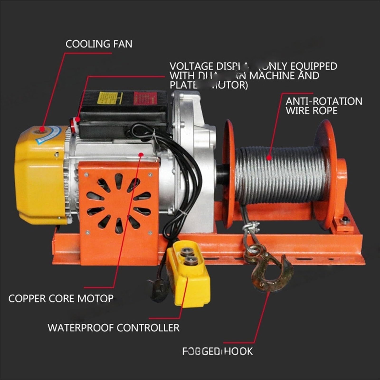 Argano elettrico Gru Sospesa Con Cavo Di Sollevamento Per Paranco Elettrico Da 500 Kg 30 M 220 V(500kg 30 meter)