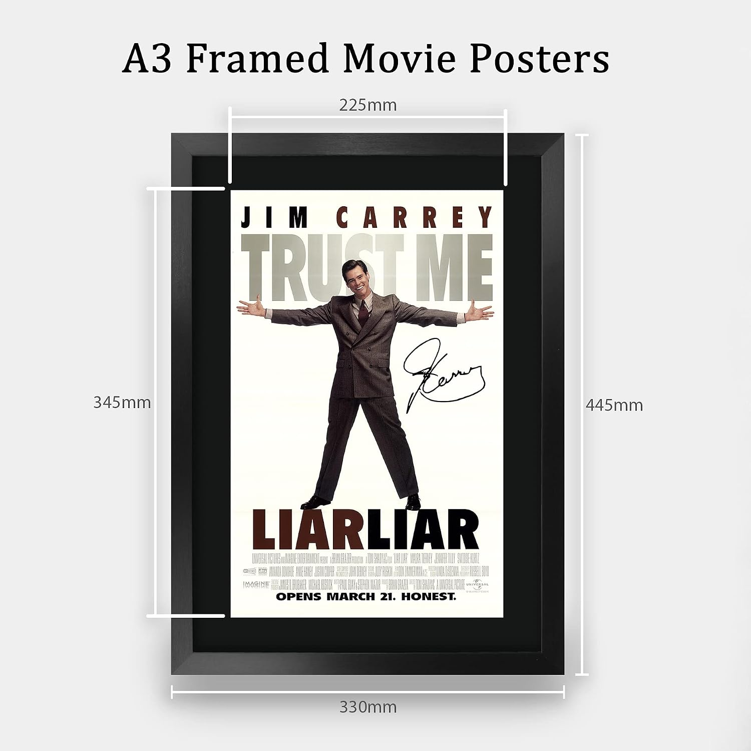 HWC Trading Liar Liar Movie Poster Jim Carrey Signed 16 x 12 inch Framed Gift Printed Autograph Film Print Photo Picture Display - 16" x 12" Framed