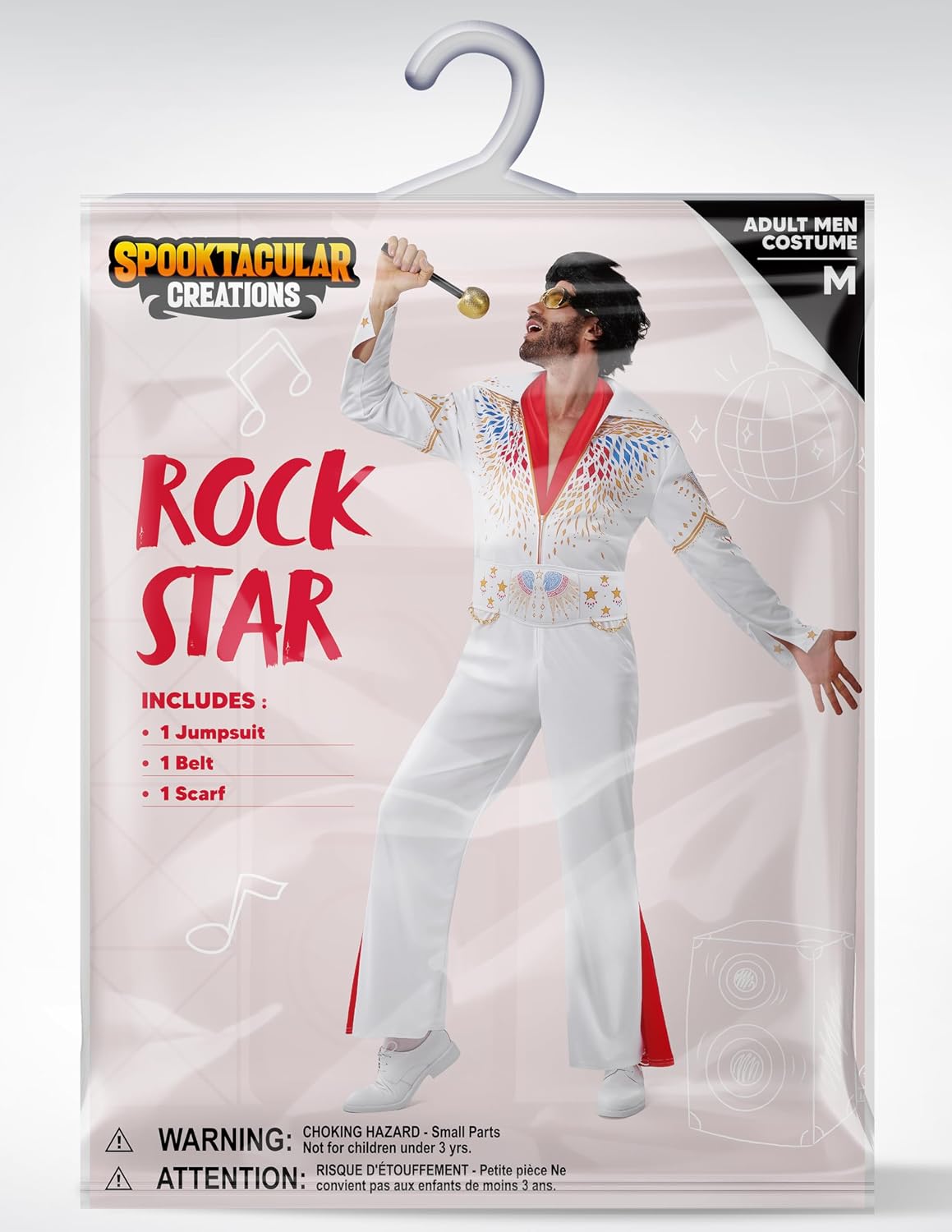 Spooktacular Creations Halloween Men 50s Disco Costume for Adult, Rock Star Halloween Costume for Cosplay Party