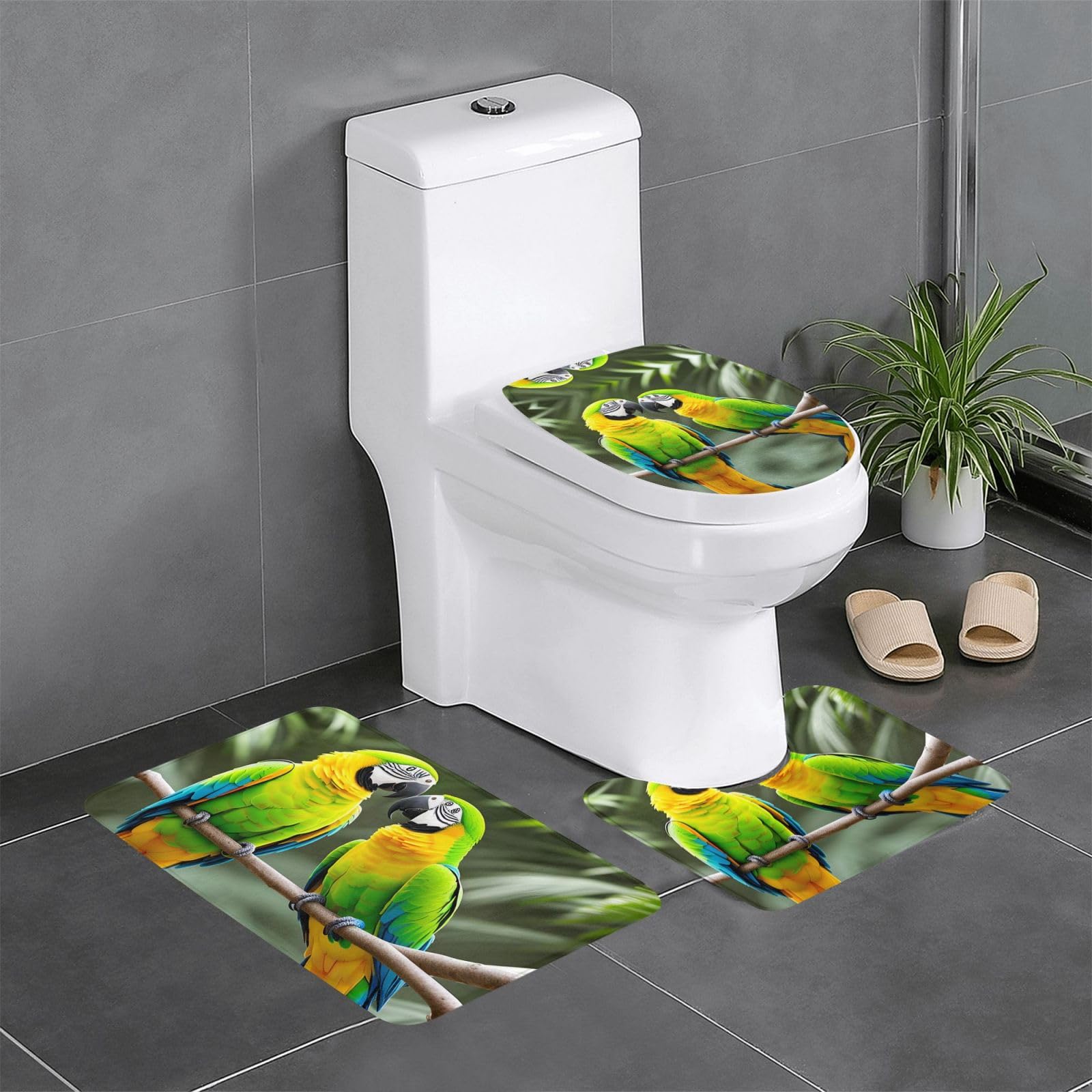 Tapis de salle de bain perroquets pour égayer votre coin coiffeuse et toilettes