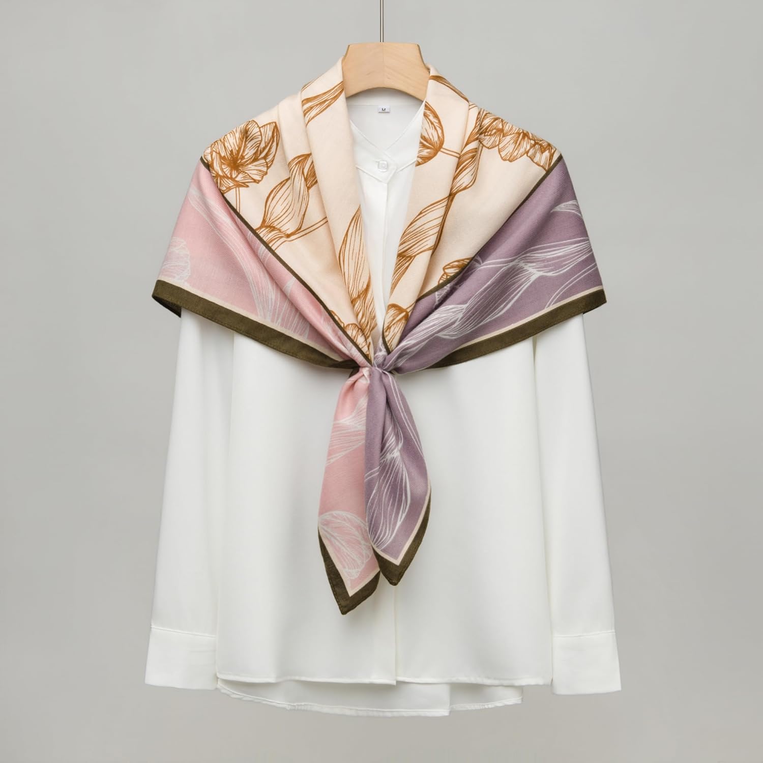 Wool Feel Square Scarf Wrap - Featherlight & Wrinkle-Free, 35"x35" Shawl for Travel & Office. Ready-to-Gift. - Image 9