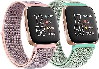 2-Pack Meliya Bands for Fitbit Versa 2 Bands Men Women, Adjustable Soft Nylon Sport Quick-Release Sport Replacement Wristband for Fitbit Versa 2 / Fitbit Versa/Fitbit Versa Lite