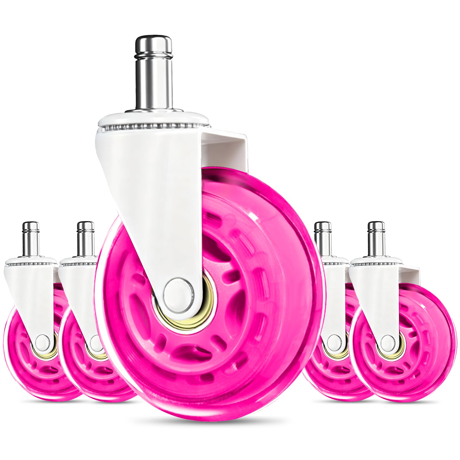 RidRed Pink Industrial Caster Wheels (5-Pack) | Smooth Rolling Office Chair Upgrade - main product image