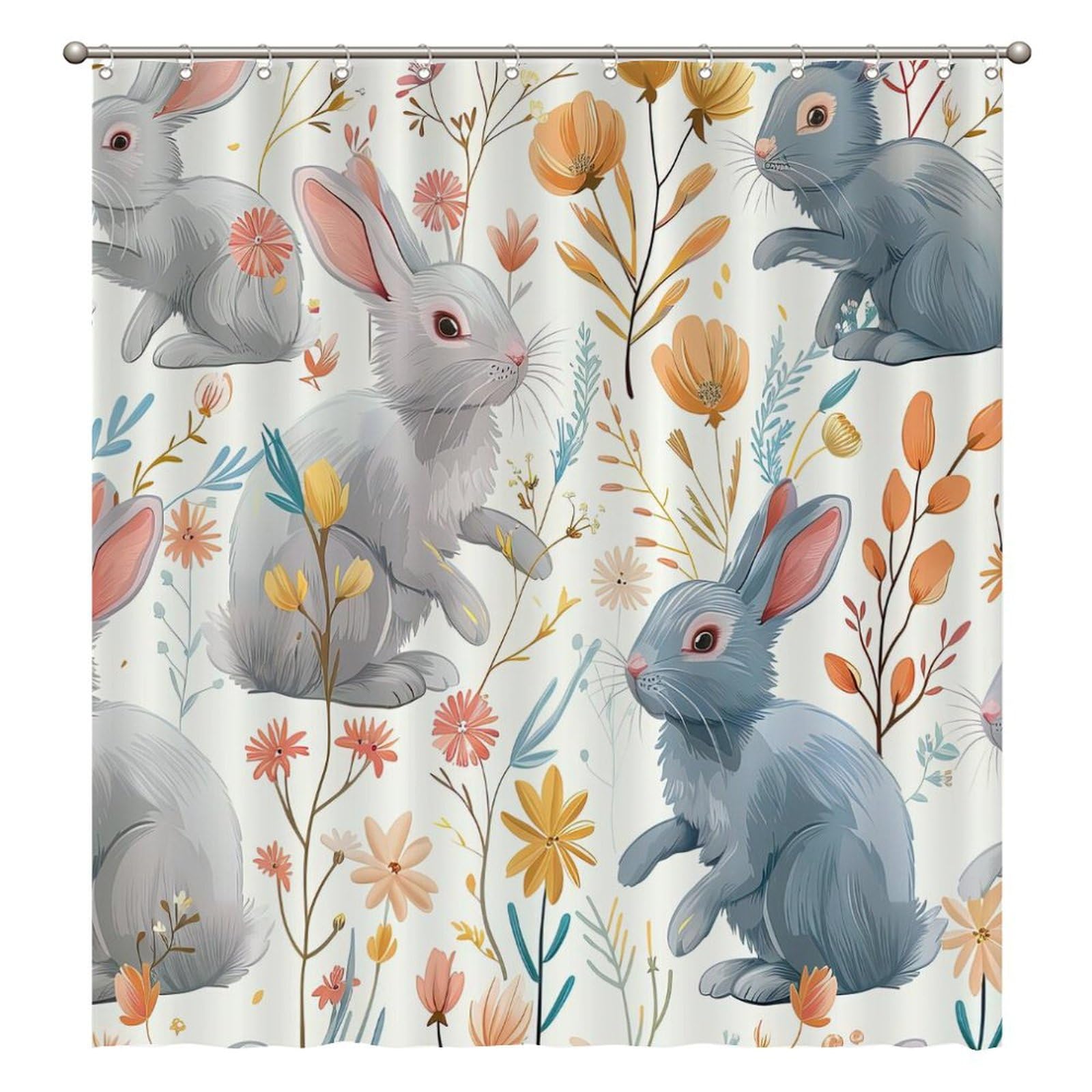 Rideau de douche en tissu haut de gamme DreamAutumn imprimé floral élégant 183 x 203 cm