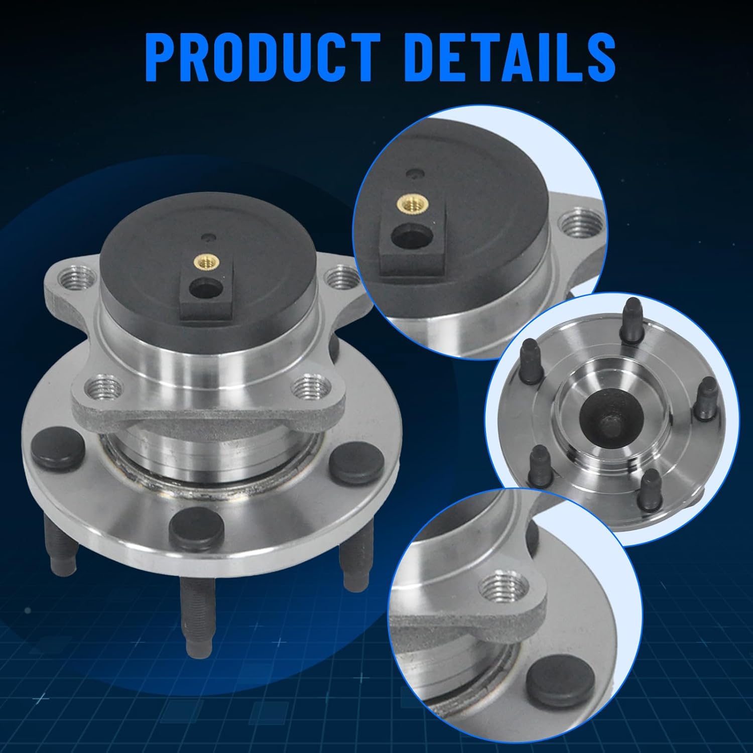 1PC 512334 Rear Left/Right Wheel Hub and Bearing Assembly w/ABS 5 Lugs FWD Only Compatible with Ford Edge 2007-2008, Lincoln MKX 2007-2008