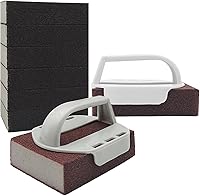 Vista 1 de 8 piezas de ladrillos de limpieza de ladrillos de limpieza de parrilla con 2 piezas de mango superior plano para eliminar manchas al aire libre