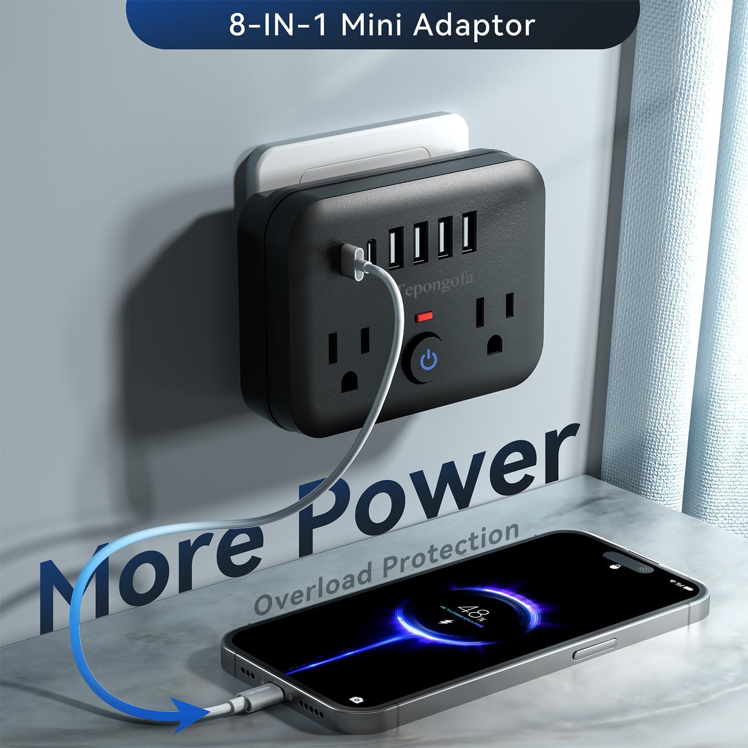 Surge Protector Outlet Extender, Multi Plug Splitter with 2 Electrical Outlets 4 USB Ports(2 USB C), Multiple Plug Mini Wall Expander for Home Bathroom Office Dorm Room Essentials,6 in 1 Power Strip thumbnail