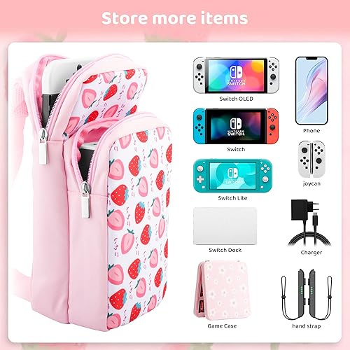 Miniatura 5 de GLDRAM Travel Bag Bundle for Nintendo Switch, Cute Carrying Case for Switch Lite & Switch OLED, Shoulder Bag Accessories Kit for Switch with Game