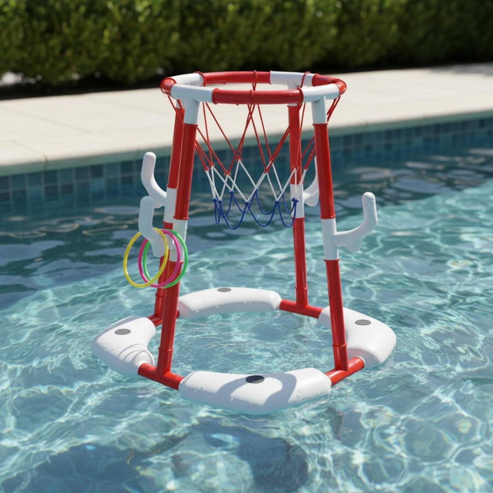 Baoblaze Panier de Basket Flottant Enfants Piscine Jouet Gonflable But Aquatique Cercle de Basket Anneau Flottant Base Gonflable pour Flottabilité et Stabilité, Blue, Model 011
