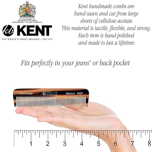 Miniatura 4 de Kent Juego de cepillo para barba y bigote KENT BRD2 con cerdas de jabalí + peine KENT 81T hecho a mano con corte de sierra + KENT A FOT hecho a mano