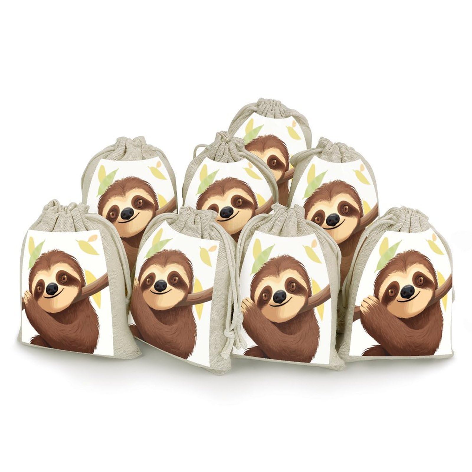 Adfgyerh Style Sloth Bags With Drawstring Reusable,Jewelry Bags 4.9 X 6.7 Inch, Set Of 8,Gift Bags For Party Wedding Storage Home Supplies