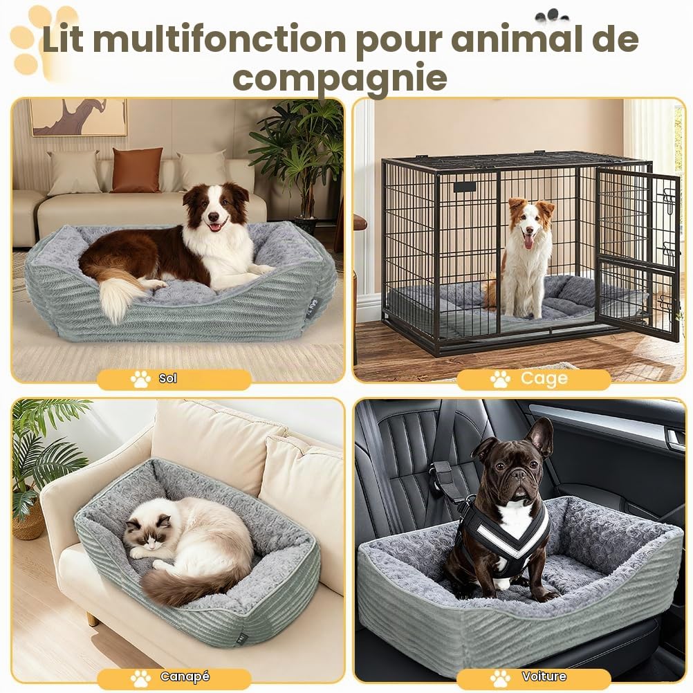 KYG Panier pour Chien Grande Taille, Lit pour Chien Antidérapant Panier pour Chat, Lit Moelleux, Canapé Doux et Chaud pour Animaux105 x 83 x 19cm