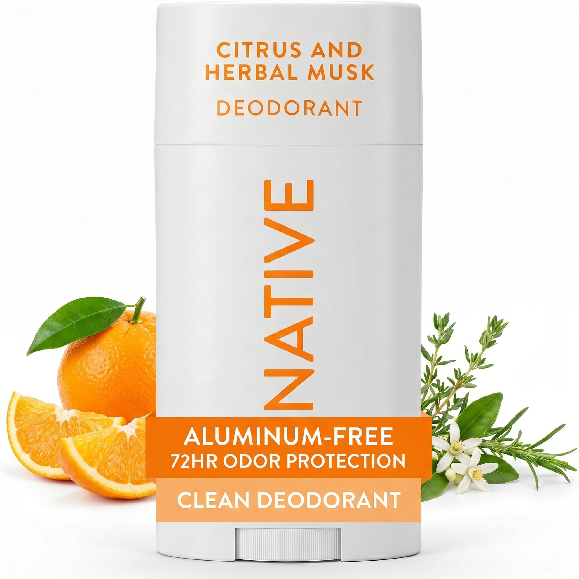 Native Deodorant - Natural Deodorant - Vegan, Gluten Free, Cruelty Free - Free of Aluminum, Parabens & Sulfates - Born in the USA - Citrus & Herbal Musk