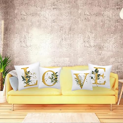 Miniatura 4 de Fundas de almohada con monograma del alfabeto, fundas de almohada decorativas de la A a la Z, funda de cojín con diseño de flores del alfabeto para