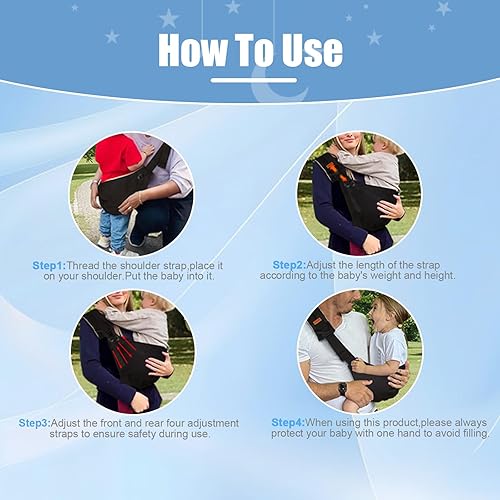 Miniatura 4 de Portabebés 2025 - Portabebés para recién nacidos a niños pequeños, ligero con correas ajustables, portabebés para niños pequeños, para 10-30 libras