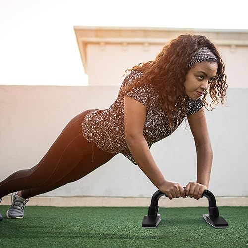 Miniatura 8 de 2pcs barras de flexiones en forma de H soportes de flexión de acero muscular equipo de fitness para el hogar brazo entrenamiento de fuerza y