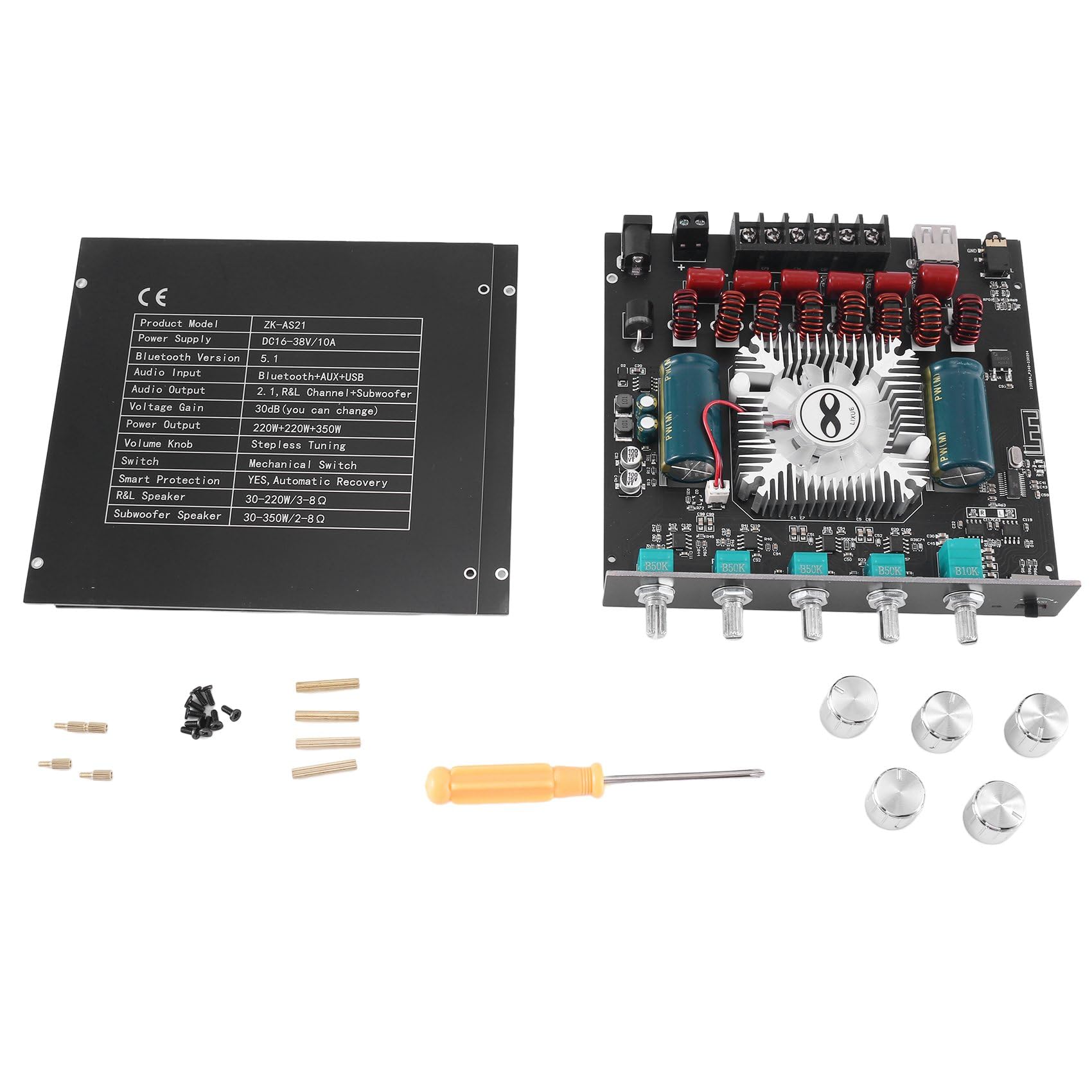 AS21 Carte D'Amplificateur Audio Bluetooth NuméRique Subwoofer 220Wx2 + 350W 2.1Channel TPA3255 Module D'Amplificateur de Puissance Audio