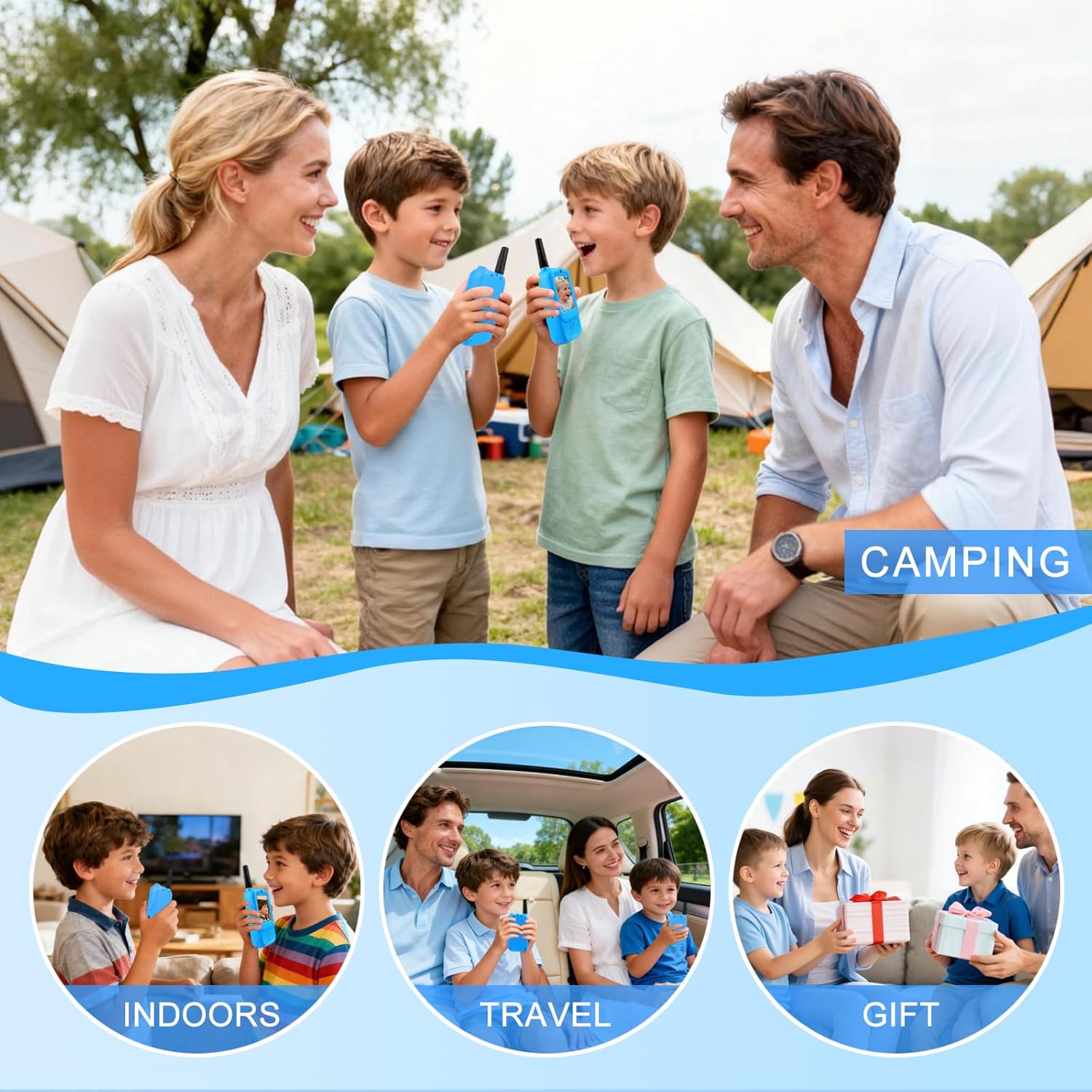Video Walkie Talkies for Kids, 2 Pack Rechargeable Video Kids Walkies Talkies with Voice Changer, Long Range 2 Way Radios Toys for Outdoor Adventure Camping Hiking Birthday for Boys Girls Ages 3-12