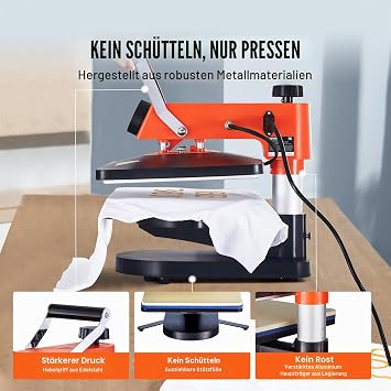 VEVOR Heat Press - 8 in 1 Heat Press Sublimation Machine for DIY T-shirts/Hats/Mugs/Heat Transfer Projects 12x15 Multifunction Heat Press Swivel Away Heat Press with 360° Rotation