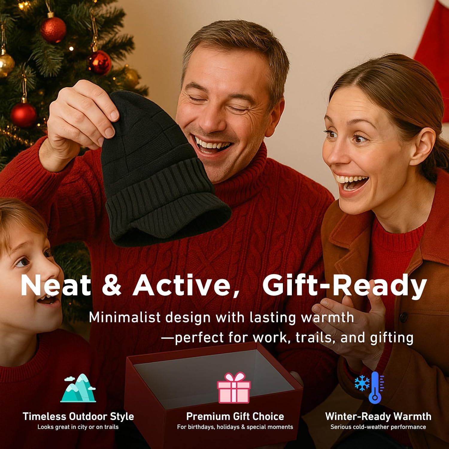 TOP-EX DryKnit™ Waterproof L/XL/XXL Fleece Lined Merino Wool Blend Beanie with Brim Visor Cap Warm Winter Hat for Men Women - Image 7