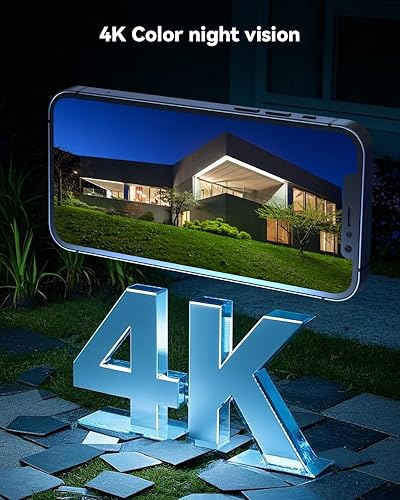 Miniatura 3 de COCOCAM Cámara de seguridad solar 4K 8MP WiFi inalámbrica para exteriores, con panel solar de 6 W, visión nocturna a color 4K, reconocimiento de IA,