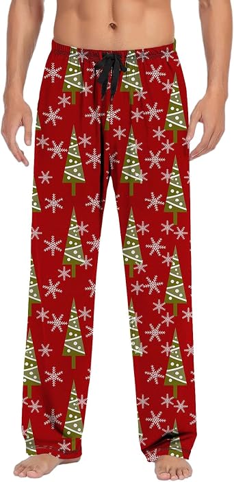 Pantalon Pyjama Homme Noël - Motif Carreaux Festif - Tissu Chaud Et Léger - Cordon De Serrage Et Poches - Pour L'Hiver
