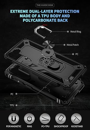 Miniatura 2 de Funda protectora para Samsung Galaxy S23 5G, protector de silicona TPU para Samsung Galaxy S23 con soporte de anillo magnético giratorio, absorción