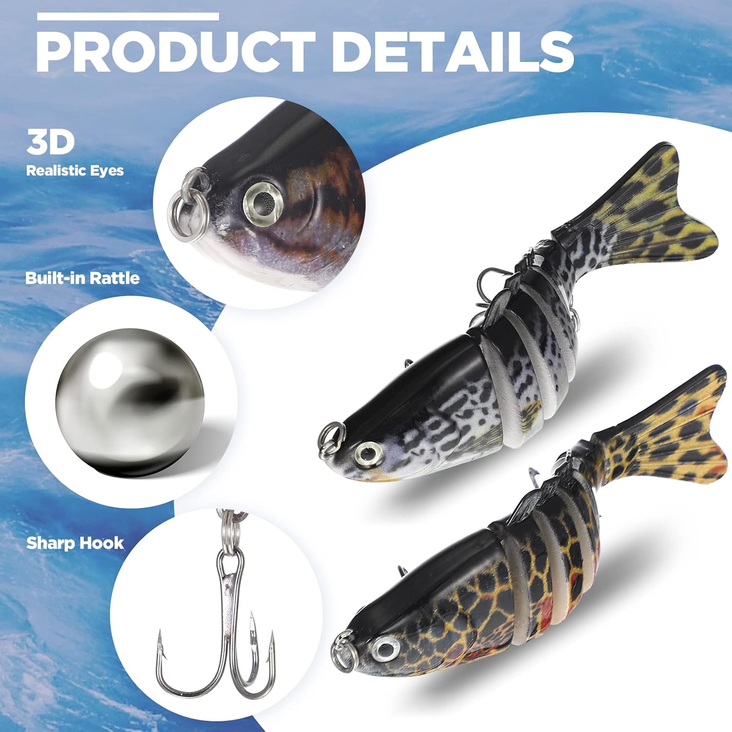 Talltalk 16 Pcs Fishing Lures for Bass Trout Perch Freshwater Trout Perch Freshwater Swimming Fishing Bait Swimbaits for Bass Slow Sinking Lifelike Fish Kit