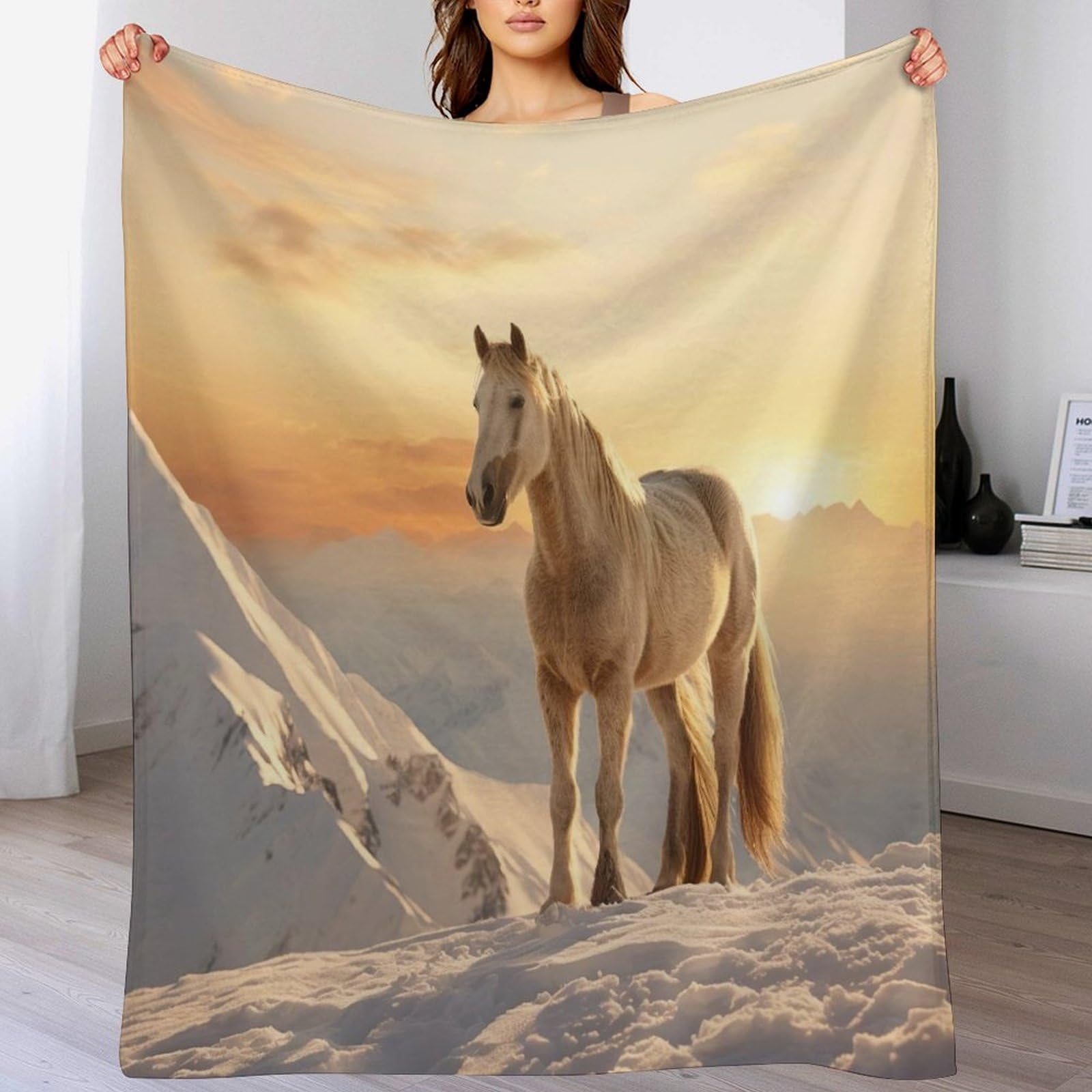 Couverture plaid animal cheval cadeau idéal flannel chaude et légère