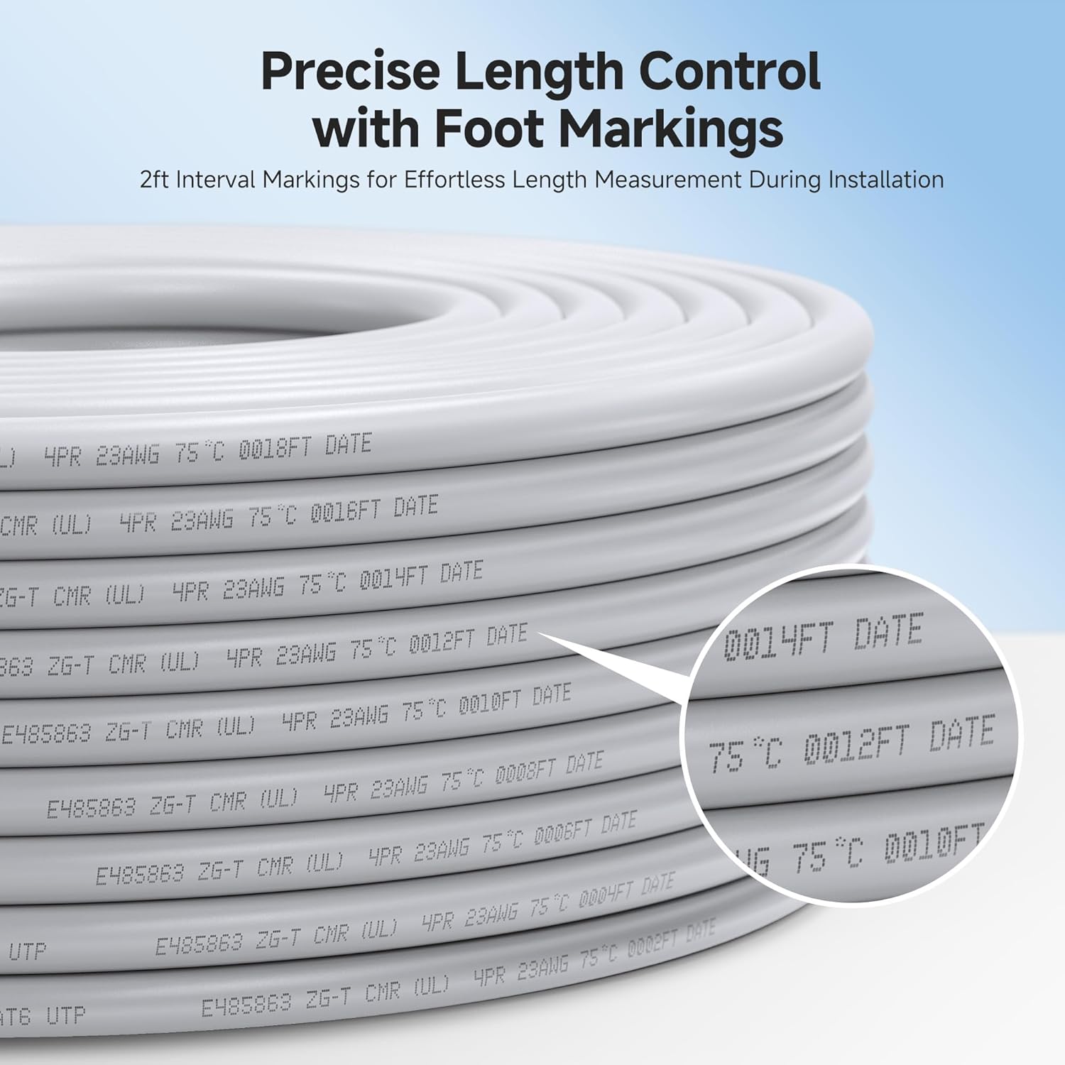 Cable Matters [UL Listed] 10Gbps in-Wall Riser Rated (CMR) 23AWG Bare Copper Cat6 Ethernet Cable - 500ft, Cat 6 Ethernet Cable Spool, Cat 6 Cord Bulk, White