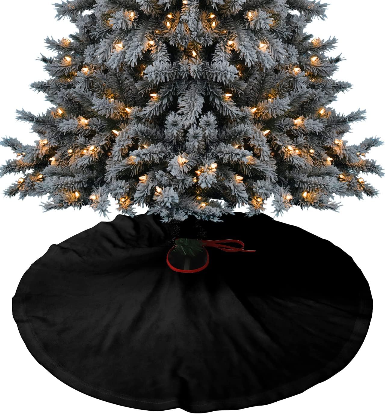 48 Inches Christmas Tree Skirt, Solid Color Black Tree